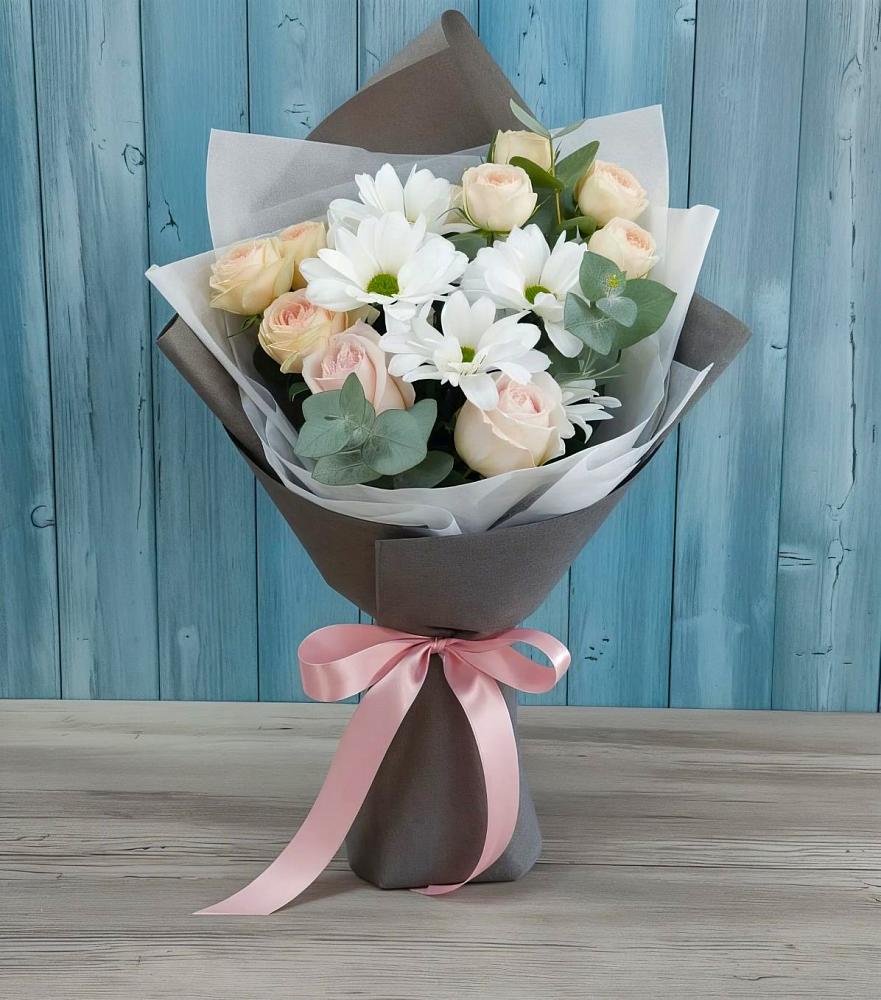 Букет цветов из: Хризантемы и Розы в Среднем Подкумке