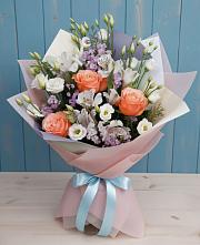 Букет цветов из:  Лизиантусы, Розы, Альстромерии и Гипсофила #REPLACE_PRED# Среднем Подкумке