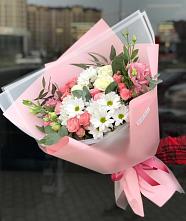 Букет цветов из:  Розы, Лизиантусы и Хризантемы в Среднем Подкумке