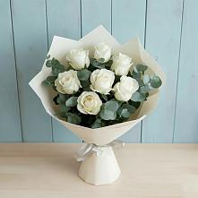 Букет Белые розы в Эвкалипте в Среднем Подкумке